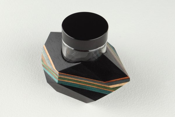 Inkwell made of Gabon Ebony and skateboard