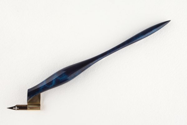 Pen holder made of dyed curly Sycamore Maple wood.