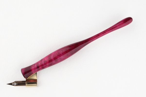 Pen holder made of dyed curly Sycamore Maple wood, finished with clear coat.